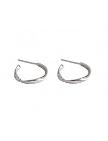 Simple Mobius Twisted 925 Sterling Silver Hoop Earrings