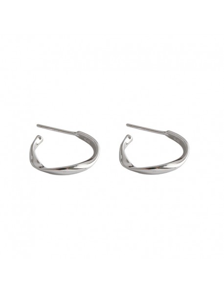 Simple Mobius Twisted 925 Sterling Silver Hoop Earrings