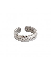 Fashion Wheat Twisted Pattern 925 Sterling Silver Adjustable Ring