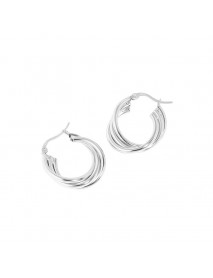 Fashion Multi Layers Cross 925 Sterling Silver Hoop Earrings