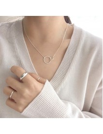 Fashion Double Loop Cross 925 Sterling Silver Necklace
