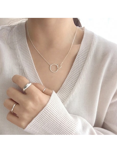 Fashion Double Loop Cross 925 Sterling Silver Necklace
