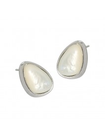 Fashion Waterdrop Mother of Shell 925 Sterling Silver Stud Earrings