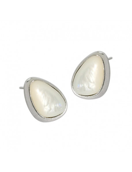 Fashion Waterdrop Mother of Shell 925 Sterling Silver Stud Earrings