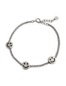 Students Three Smile Face Vintage 925 Sterling Silver Bracelet