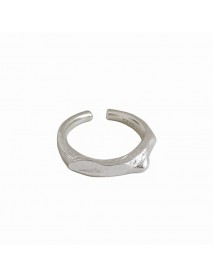 Modern Irregular Geometry Concave Convex 925 Sterling Silver Adjustable Ring