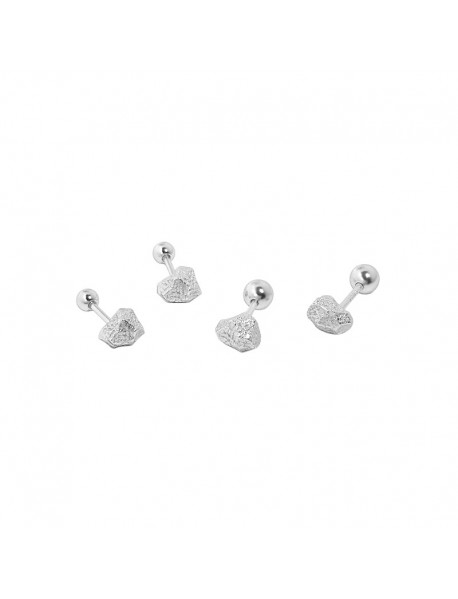 Simple Irregular Stone Beads 925 Sterling Silver Stud Earrings