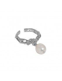 Office Oval Natural Pearl Irregular 925 Sterling Silver Adjustable Ring