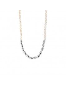 Asymmetry Oval Natural Pearl Waterdrop 925 Sterling Silver Necklace
