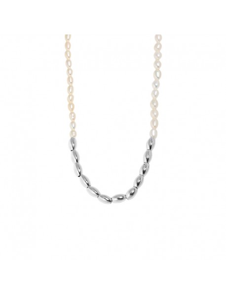 Asymmetry Oval Natural Pearl Waterdrop 925 Sterling Silver Necklace
