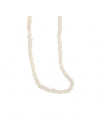 Elegant Women Irregular Natural Pearls 925 Sterling Silver Necklace
