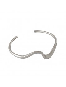 Simple Irregular Wave 925 Sterling Silver Open Bangle