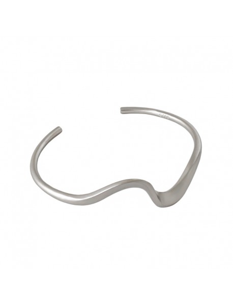 Simple Irregular Wave 925 Sterling Silver Open Bangle