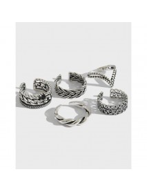 Vintage Twisted Flower V Shape 925 Sterling Silver Adjustable Ring