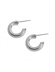 Party C Shape Circle 925 Sterling Silver Hoop Earrings