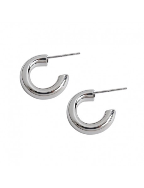 Party C Shape Circle 925 Sterling Silver Hoop Earrings