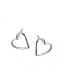 Promise Hollow Heart 925 Sterling Silver Stud Earrings