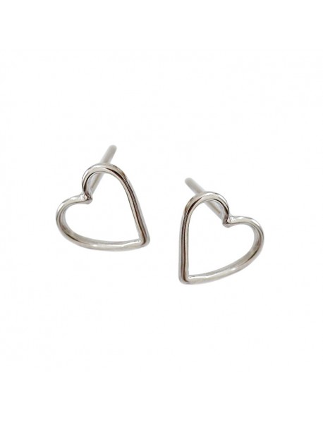 Promise Hollow Heart 925 Sterling Silver Stud Earrings