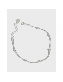 Simple Beads Snake Chain 925 Sterling Silver Bracelet