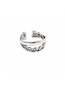 Vintage Chain Double Layer 925 Sterling Silver Adjustable Ring