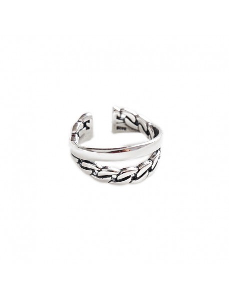 Vintage Chain Double Layer 925 Sterling Silver Adjustable Ring