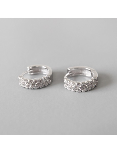 New Geometry CZ Mini Circle 925 Sterling Silver Huggie Hoop Earrings