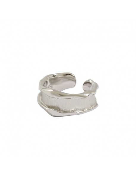 Fashion Wide Wave 925 Sterling Silver Adjustable Ring