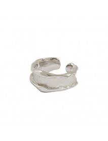 Fashion Wide Wave 925 Sterling Silver Adjustable Ring