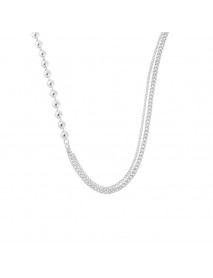 Fashion Asymmetry Beads Chain 925 Sterling Silver Necklace
