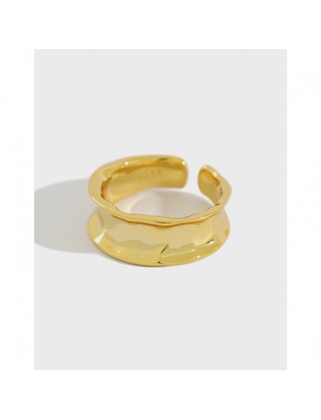 Simple New Irregular Wide 925 Sterling Silver Adjustable Ring