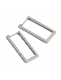 Fashion Geometry Hollow Rectangle  925 Sterling Silver Hoop Earrings