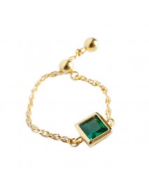 Elegant Square CZ Chain 925 Sterling Silver Adjustable Ring