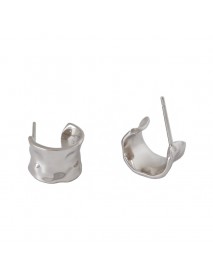 Geometry Irregular Wide C Shape 925 Sterling Silver Stud Earrings