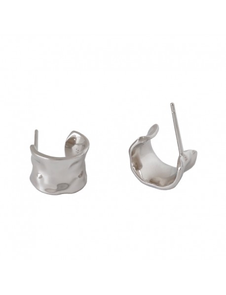 Geometry Irregular Wide C Shape 925 Sterling Silver Stud Earrings