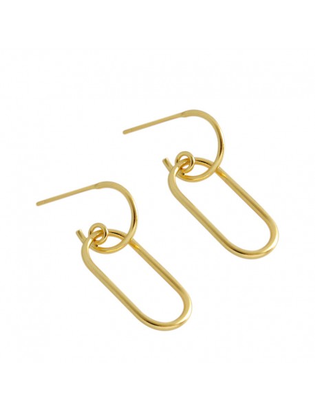Fashion Hollow Geometry Annular 925 Sterling Silver Dangling Earrings
