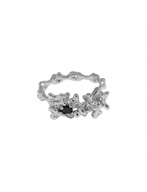 Fashion Irregular Lava CZ 925 Sterling Silver Adjustable Ring