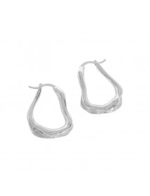 Office Irregular Wave U Shape 925 Sterling Silver Hoop Earrings