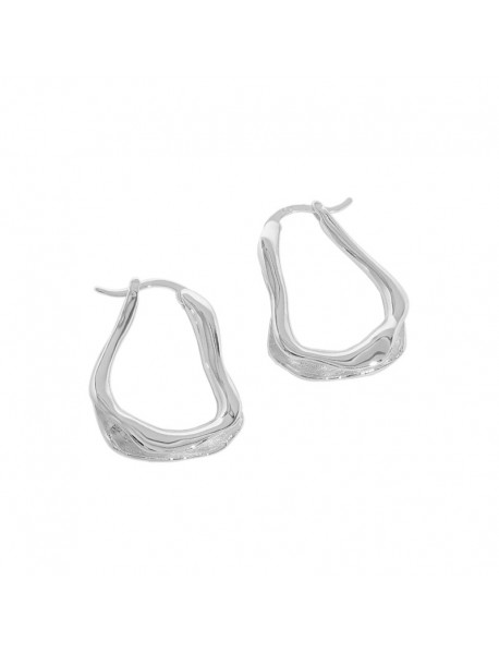 Office Irregular Wave U Shape 925 Sterling Silver Hoop Earrings