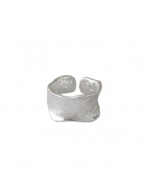 Holiday Irregular Tinfoil Wide 925 Sterling Silver Adjustable Ring