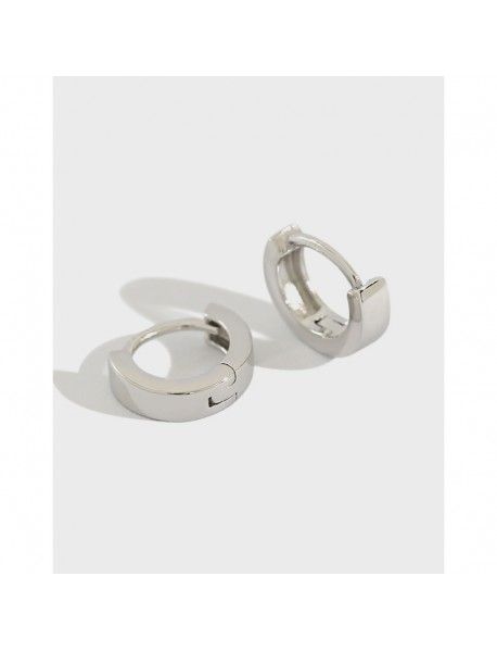 Students Round Mini Geometry Circle 925 Sterling Silver Huggie Hoop Earrings