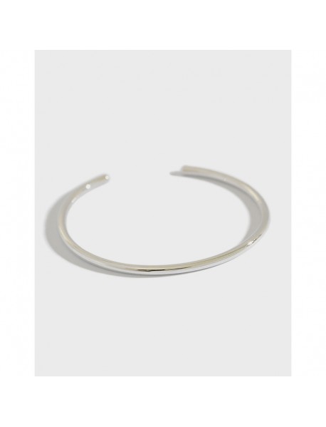Simple S990 Smooth Ring 925 Sterling Silver Open Bangle