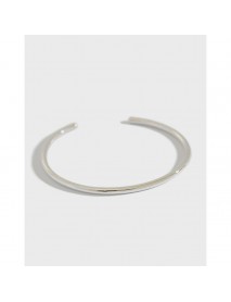 Simple S990 Smooth Ring 925 Sterling Silver Open Bangle