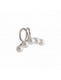 Girl Shell Pearl Lines 925 Sterling Silver Non-Pierced Earring(Single)