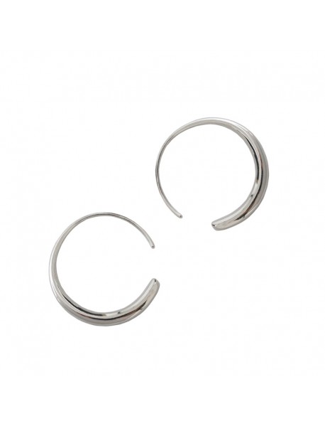 Modern O Shape Simple 925 Sterling Silver Hoop Earrings