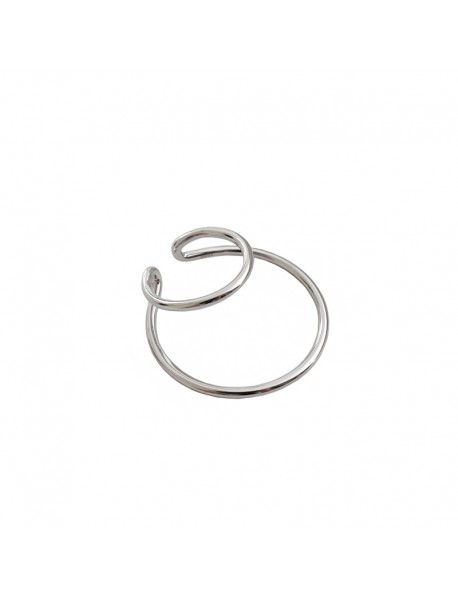 Simple Geometry Double Layer 925 Sterling Silver Non-Pierced Earring(Single)