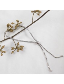 Women Shining CZ Adjustable 925 Sterling Silver Bracelet