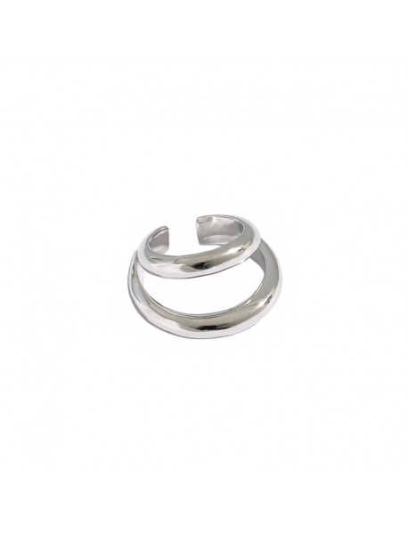 Fashion Double Layer Circle 925 Sterling Silver Non-Pierced Earring(Single)