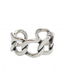 Fashion Hollow Chain Vintage  925 Sterling Silver Adjustable Ring