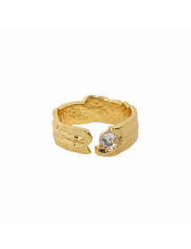 Friend's Irregular Round CZ  925 Sterling Silver Adjustable Ring