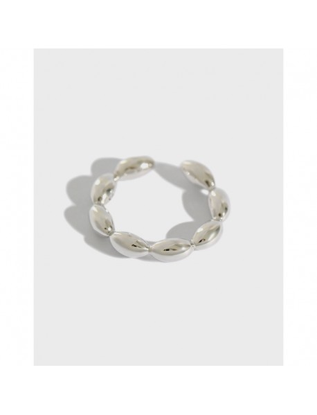 Modern Oval Beads 925 Sterling Silver Adjustable Ring